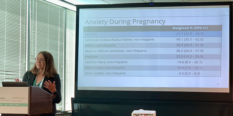 Nikki Schnitzler presenting on 'Combining Data from Multiple Survey Cycles to Obtain Estimates in Minority Subpopulations' which showcased a novel approach to enhancing data reliability for underserved groups at the 79th AAPOR Conference in Atlanta, GA.