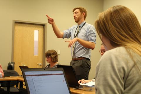 Dr. Robert Ashmead teaches Git essentials to research staff.