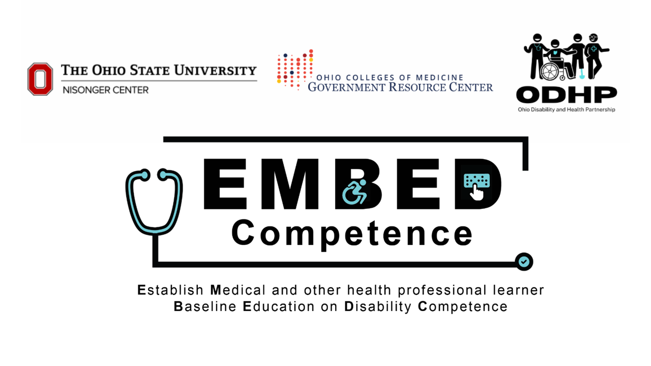 The EMBED Competence training logos, along with OSU, GRC, and ODHP logos.
