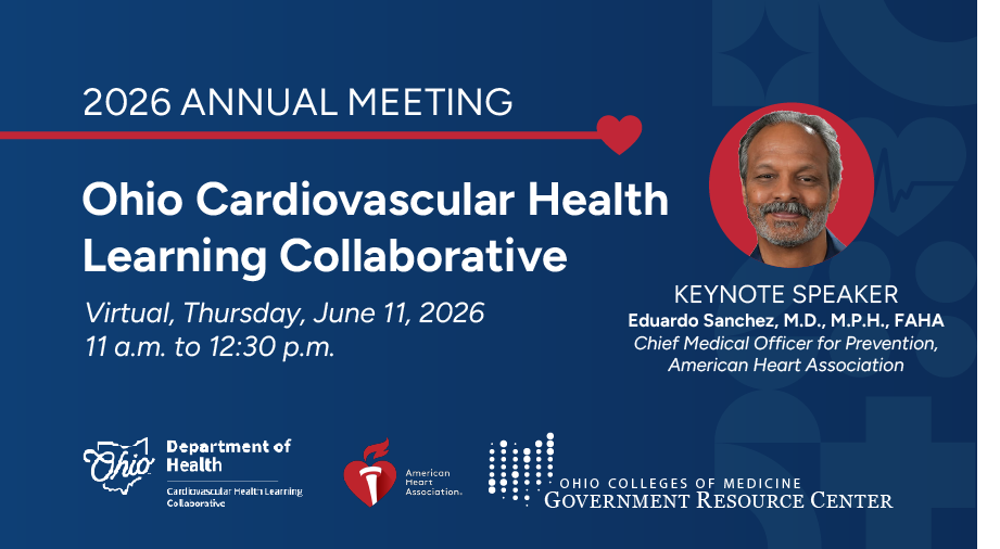 Blue patterned background with text: 2026 Annual Meeting, Cardiovascular Health Learning Collaborative, Thursday, June 11, 2026