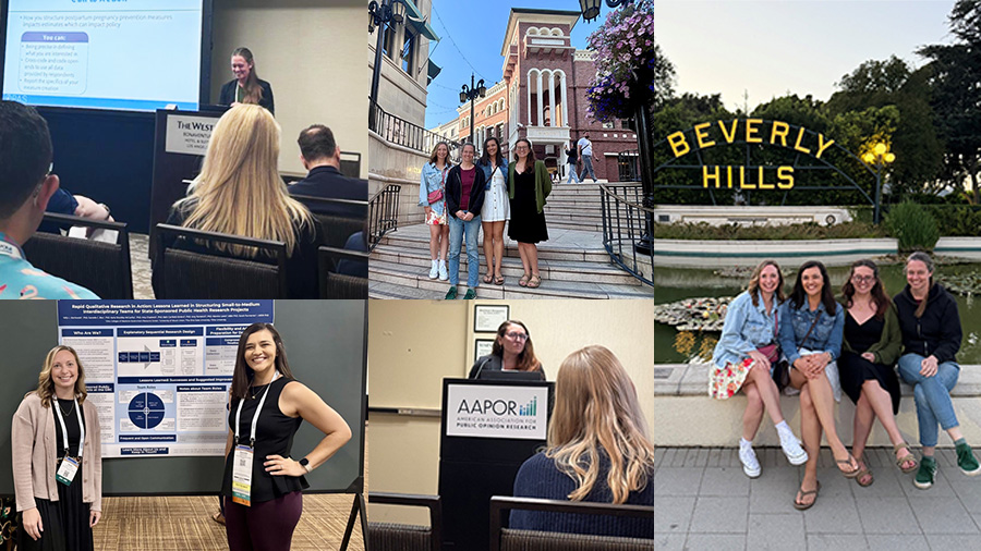 A collage of images showing scenes of GRC attendees and presenters from AAPOR 2026 conference in Los Angeles, California..