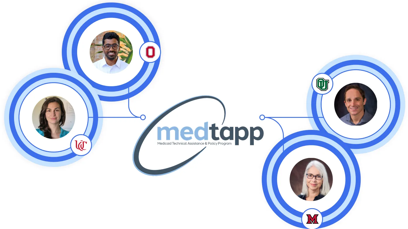 Image of medtapp experts surrounding the medtapp logo 
