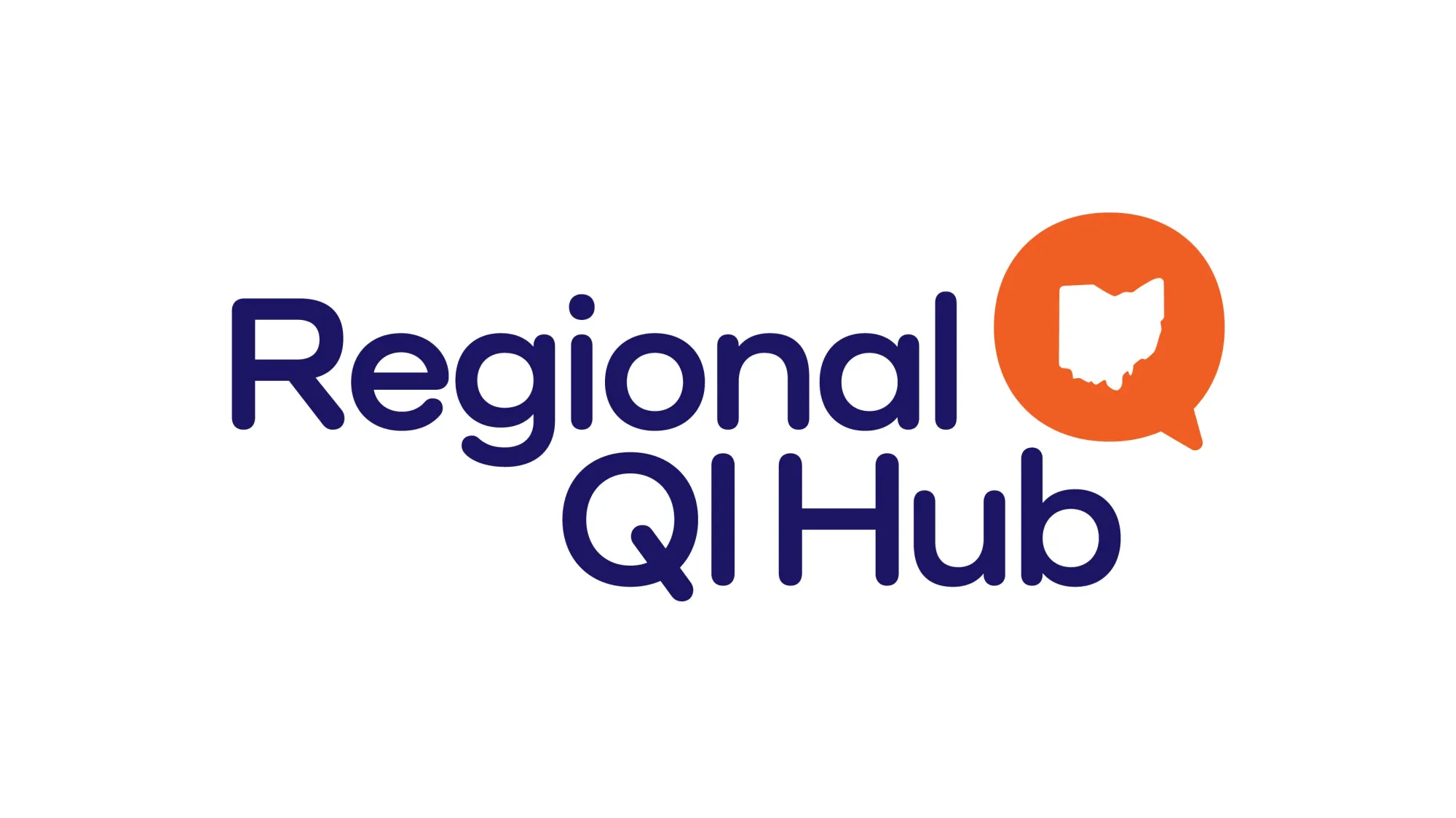 Regional QI Hub logo with the Ohio state outline included in a speech bubble